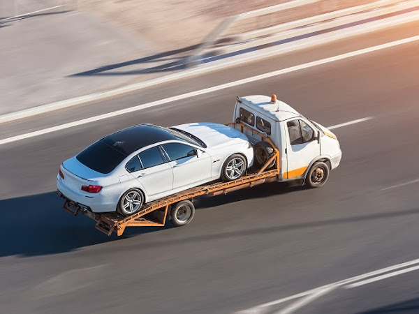 Car on a tow truck